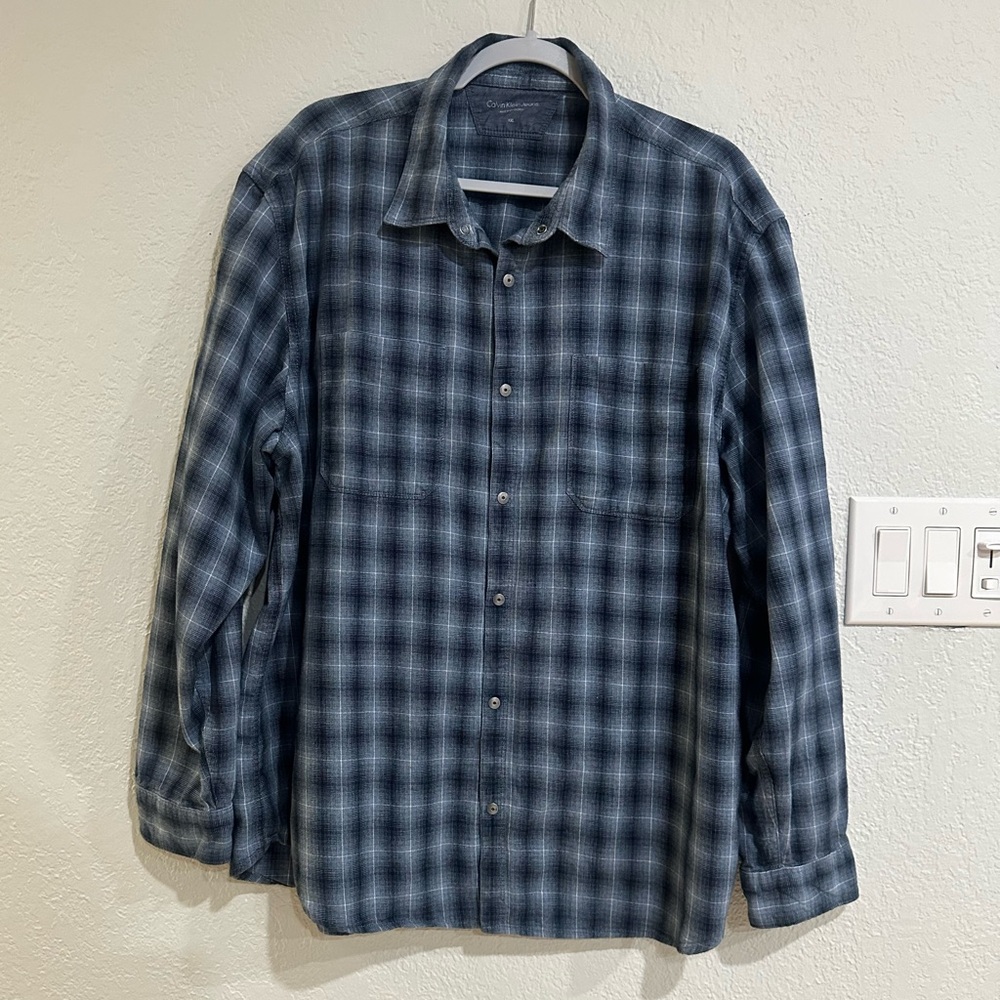 Calvin Klein Jeans Shirt Blue  Plaid Flannel Size XXL